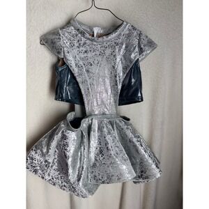 Tenth House Silver Metallic Cracked Foil Dance Costume Dress LC Kids